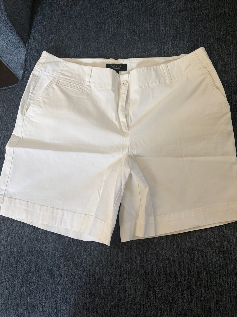 Talbots White Mid-Rise Cotton Blend Bermuda Shorts